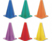 Indoor/Outdoor Flexible Cone Set, Vinyl, Assorted Colors, 6/Set