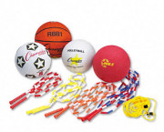 Physical Education Kit w/Seven Balls, 14 Jump Ropes, Assorted Colors