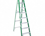 #592 Eight-Foot Folding Fiberglass Step Ladder, Green/Black