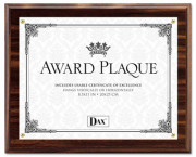 Award Plaque, Wood/Acrylic Frame, fits up to 8-1/2 x 11, Walnut