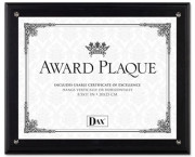 Award Plaque, Wood/Acrylic Frame, fits up to 8-1/2 x 11, Black