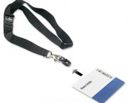 CARD FIX Card Holder, w/Lanyard, Black, 10/Box