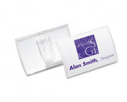 Click-Fold Convex Name Badge Holder, Horizontal, 3 3/4w x 2 1/4h, Clear, 25/Pack