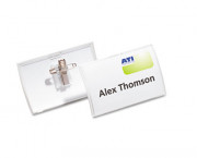 Click-Fold Convex Name Badge Holder, Horizontal, 3 3/4w x 2 1/4h, Clear, 25/Pack
