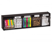 Tilt Bin Plastic Storage System w/5 Bins, 23 5/8 x 5 1/4 x 6 1/2, Black
