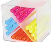 Desk Cube with X Dividers, Clear Plastic, 6 x 6 x 6