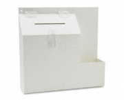 Plastic Suggestion Box with Locking Top, 13-3/4 x 3-5/8 x 13, White