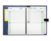2-Tone Vinyl Wirebound Organizer Starter, 5-1/2 x 8-1/2, Black w/Blue Interior