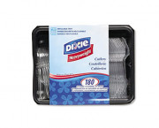 Cutlery Keeper, Tray w/Heavyweight Crystal Plastic Tableware, 180 Pieces/Pack
