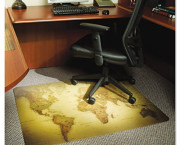 World Map 48x36 Rectangle Chairmat, Professional Series for Carpet up to 3/4