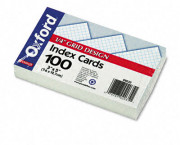 Grid Index Cards, 3 x 5, White, 100/Pack