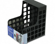 DecoRack Plastic Magazine File, Two Snap-In Dividers, 9 x 10 5/8 x 12, Black