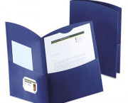 Contour Two-Pocket Paper Folder, 100-Sheet Capacity, Dark Blue