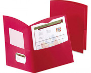 Contour Two-Pocket Folder, Paper, 100-Sheet Capacity, Red