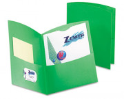 Contour Two-Pocket Paper Folder, 100-Sheet Capacity, Green
