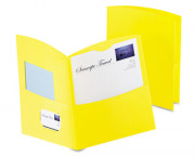 Contour Two-Pocket Paper Folder, 100-Sheet Capacity, Yellow