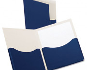 Double Stuff Gusseted 2-Pocket Laminated Paper Folder, 200-Sheet Capacity, Navy