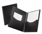 Double Stuff Gusseted 2-Pocket Polypropylene Folder, 200-Sheet Capacity Black