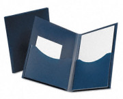 Double Stuff Gusseted 2-Pocket Polypropylene Folder, 200-Sheet Capacity, Navy