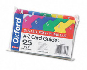 Card Guides, Alpha, 1/5 Tab, Polypropylene, 3 x 5, 25/Set