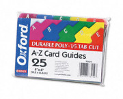 Card Guides, Alpha, 1/5 Tab, Polypropylene, 4 x 6, 25/Set