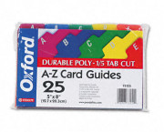 Card Guides, Alpha, 1/5 Tab, Polypropylene, 5 x 8, 25/Set
