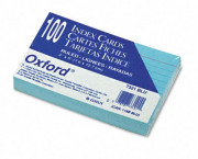 Ruled Index Cards, 3 x 5, Blue, 100/Pack