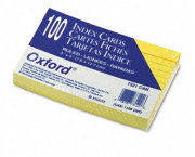 Ruled Index Cards, 3 x 5, Canary, 100/Pack