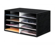 Cardboard Literature Sorter, Eight Section, 19 1/2 x 12 3/8 x 10 1/4, Black