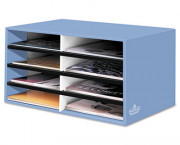 Decorative Eight Compartment Literature Sorter, Letter Size, Cornflower Blue