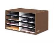 Decorative Eight Compartment Literature Sorter, Letter Size, Mocha Brown