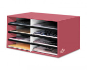 Decorative Eight Compartment Literature Sorter, Letter Size, Persimmon Red