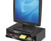 Adjustable Monitor Riser with Storage Tray, 16 x 9 1/2 x 4 1/2-6, Black