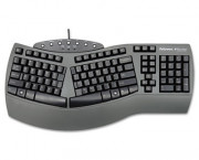 Ergonomic Split-Design Keyboard w/Antimicrobial Protection, 117 Keys, Black
