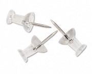 Plastic Head Push Pins, Plastic, Clear, 3/8