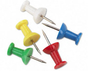 Plastic Head Push Pins, Plastic, Assorted, 3/8