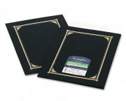 Certificate/Document Cover, 12-1/2 x 9-3/4, Black, 6/Pack
