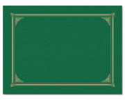 Certificate/Document Cover, 12-1/2 x 9-3/4, Green, 6/Pack