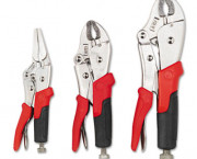 Three-Piece Locking Plier Set, Steel, w/Built-In Wire Cutter