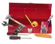 16-Piece Light-Duty Office Tool Kit in 16 Metal Box, Red