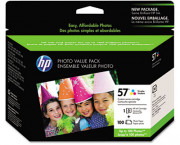 57 Series Ink Cartridge Photo Value Pack w/100 Glossy 4 x 6 Sheets