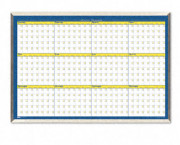 12-Month Planner, Laminated, 40 x 26, Blue/White/Yellow/Silver
