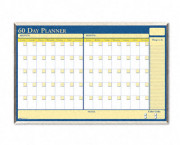60-Day Wall Planner, Laminated, 40 x 26, Blue/White/Yellow/Silver