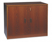 10500 Series Storage Cabinet With Doors, 36w x 20d x 29-1/2h, Mahogany