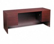 10500 Series Kneespace Credenza With 3/4-Height Pedestals, 72w x 24d, Mahogany
