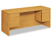 10500 Series Kneespace Credenza With 3/4-Height Pedestals, 60w x 24d, Harvest