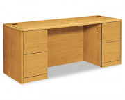 10700 Kneespace Credenza, Full-Height Pedestals, 72w x 24d x 29-1/2h, Harvest