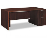 Attune Right Pedestal Desk, Laminate Mod Panel, 72w x 36d x 29-1/2h, Mahogany