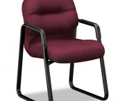 2090 Pillow-Soft Series Guest Arm Chair, Wine Upholstery/Black Sled Base