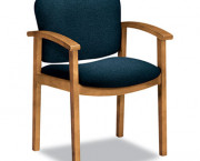 2111 Invitation Series Wood Guest Chair, Solid Blue Fabric/Harvest